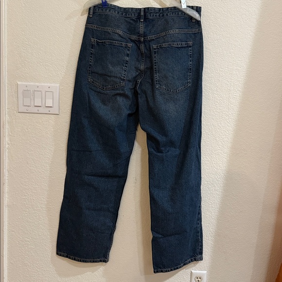 Zara Men's Dark Blue light wash,wide leg baggy denim pants - Picture 2 of 14